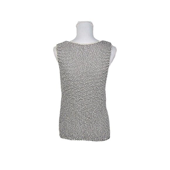 Chicos Womens Sleeveless Scoop Neck Marled Knitted Top Ivory Black Sz 1 -Sm 8/10 - Picture 2 of 9